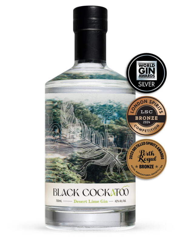 Black Cockatoo Distillery Desert Lime Gin with 3 award medals